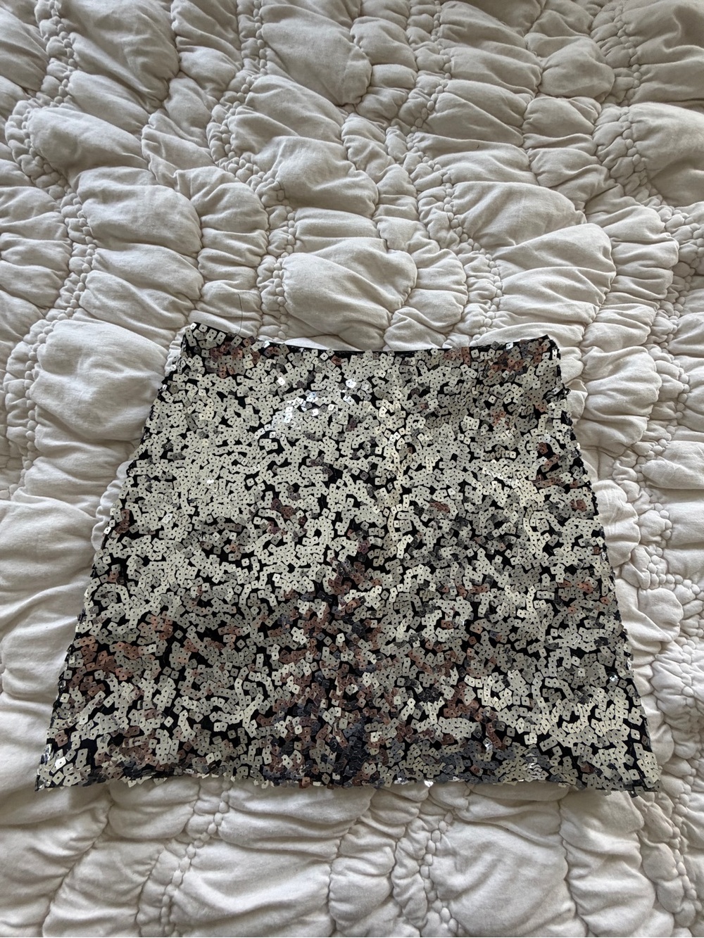 Reformation Sequin Mini Skirt in Silver, Black
